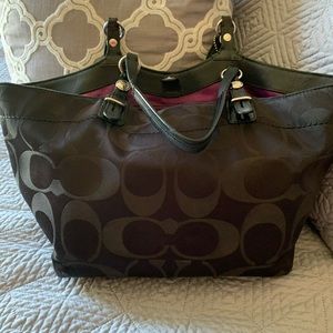 Black Coach Purse with Purple Lining